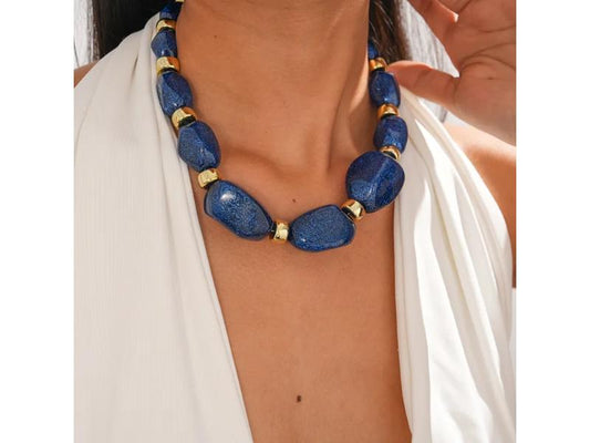 Κολιέ Μεγάλες Χάντρες Μπλε