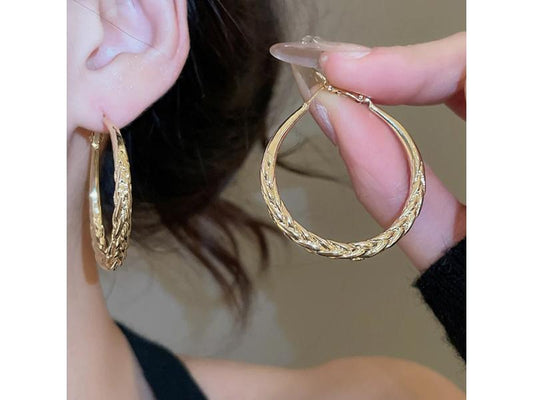 Σκουλαρίκια Twisted Gold Hoops