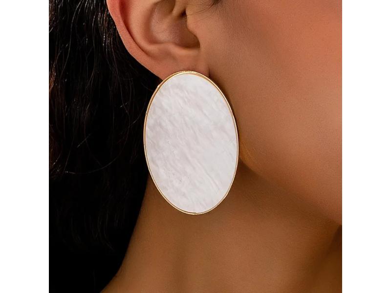 Statement Λευκά Oval Earrings