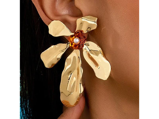 Χρυσά Abstract Flower Earrings