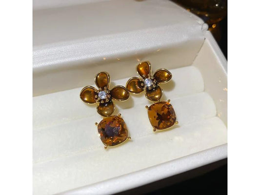 Χρυσά Amber Crystal Earrings