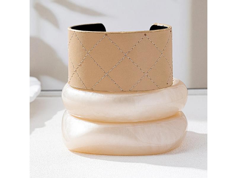 Beige Quilted Wide Cuff