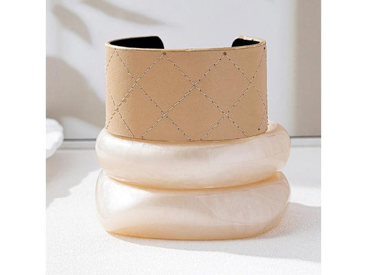 Beige Quilted Wide Cuff