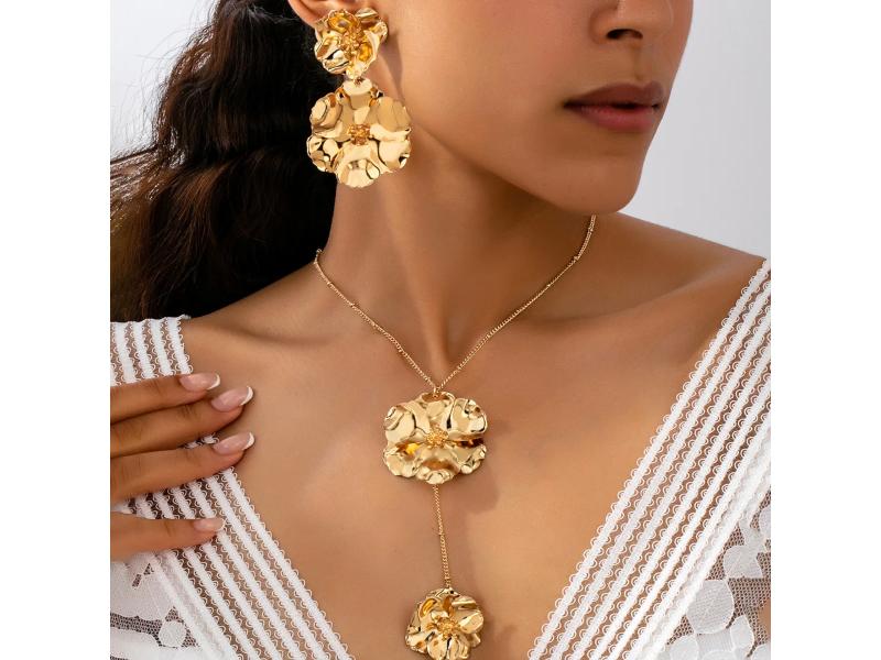Χρυσό Flower Jewelry Set