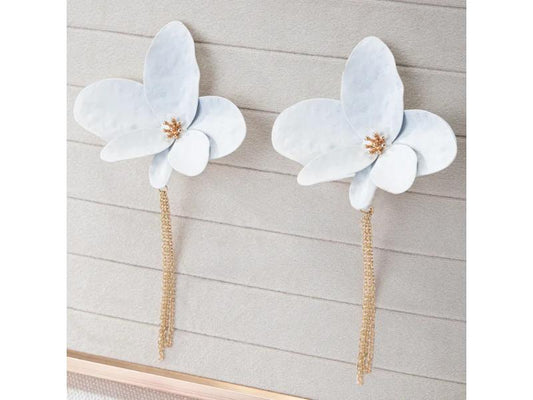 Λευκά Statement Flower Earrings