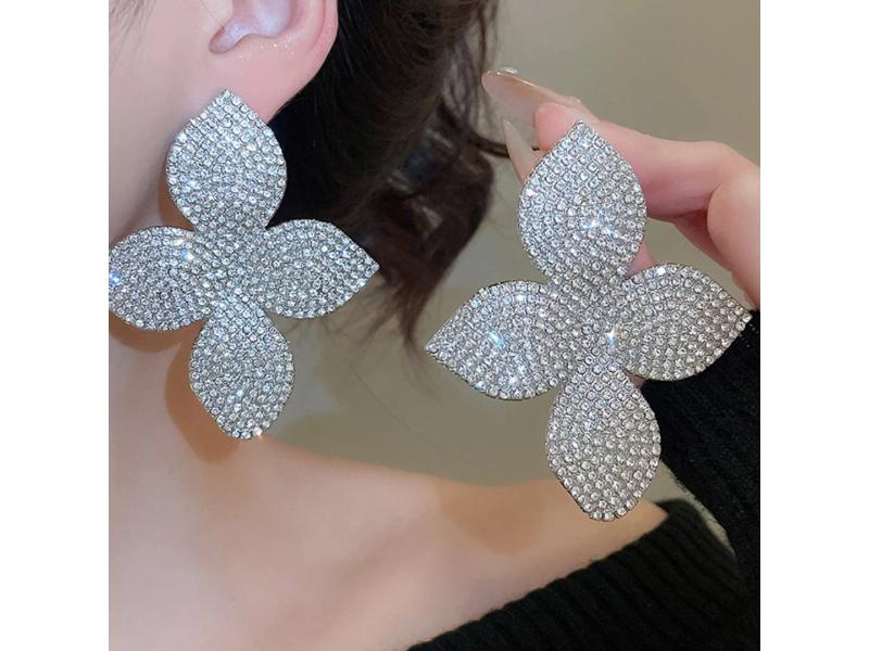 Ασημένια Crystal Flower Earrings