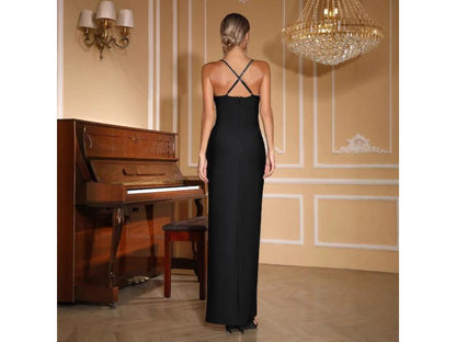 Maxi Φόρεμα Κορσές με Strass και Σκίσιμο