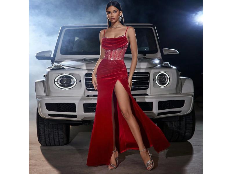 Maxi Φόρεμα Κορσές με Σκίσιμο