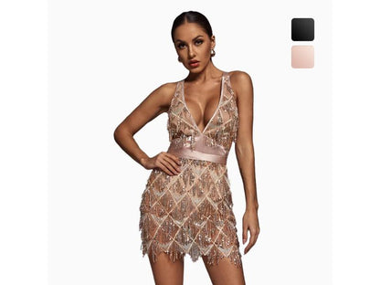 Mini Φόρεμα με Διάφανες Λεπτομέρειες και Κεντήματα