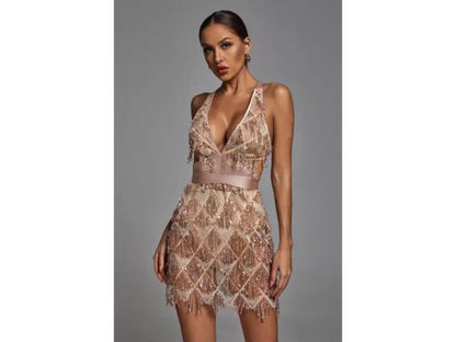 Mini Φόρεμα με Διάφανες Λεπτομέρειες και Κεντήματα