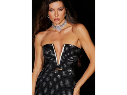 Maxi Φόρεμα με Strass και Cut Out