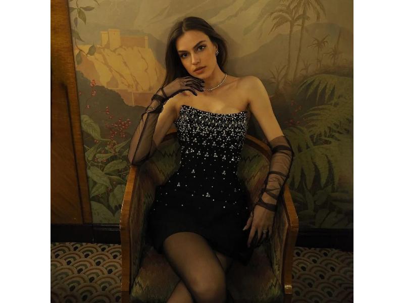 Mini Φόρεμα Strapless με Κρύσταλλα