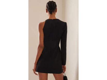 Mini Φόρεμα One Shoulder με Κρυστάλλινο Σχέδιο