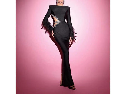 Maxi Φόρεμα με Feather Cut Out