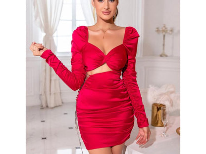 Mini Φόρεμα με Cut Out και Μακριά Μανίκια