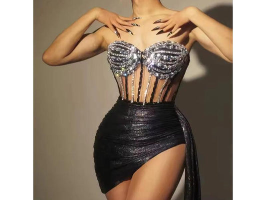 Σετ κορσές με στρας και φούστα draped