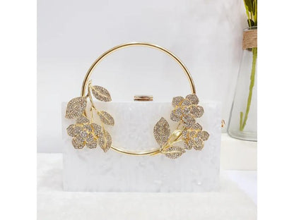 Floral Ring Handle Clutch
