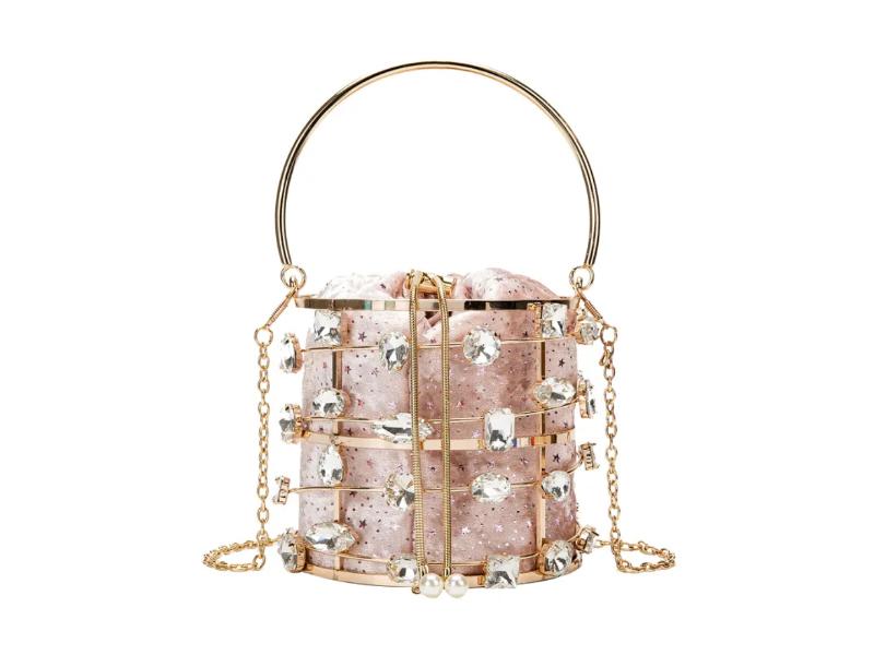 Crystal Cage Bucket Bag