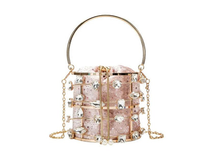 Crystal Cage Bucket Bag