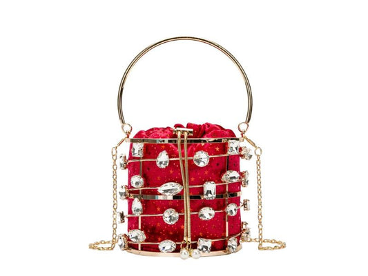 Crystal Cage Bucket Bag