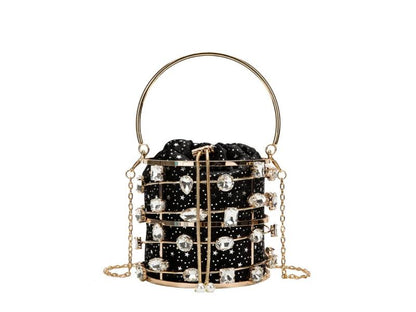 Crystal Cage Bucket Bag