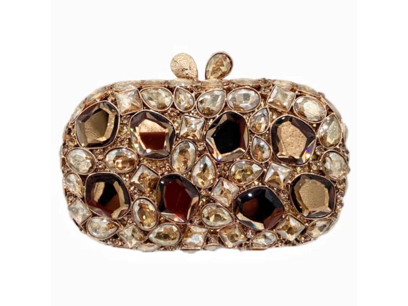 Jeweled Oval Clutch Bag
