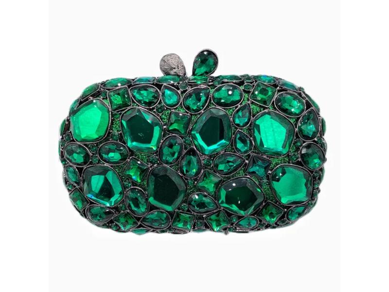 Jeweled Oval Clutch Bag