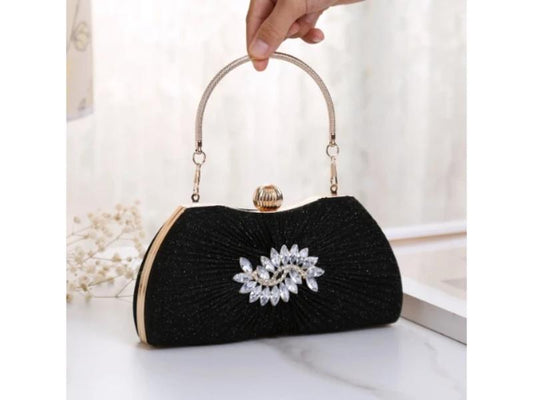 Crystal pleated clutch bag