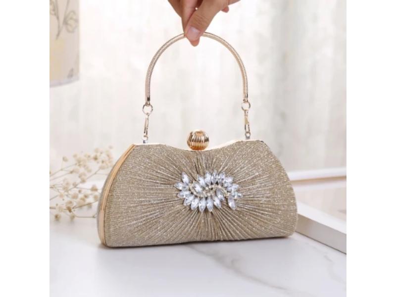 Crystal pleated clutch bag