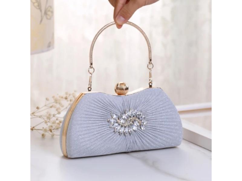 Crystal pleated clutch bag