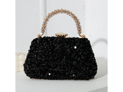 Sequin Crystal Handle Clutch Bag