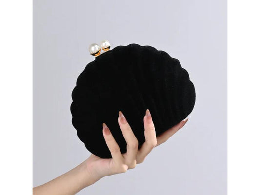 Shell velvet clutch bag