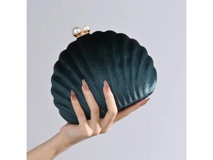 Shell velvet clutch bag