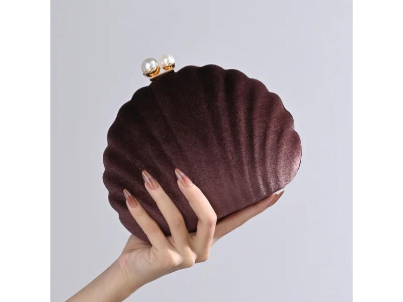 Shell velvet clutch bag