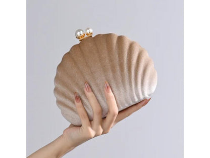 Shell velvet clutch bag
