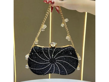 Τσάντα Crystal Swirl με Χρυσή Αλυσίδα