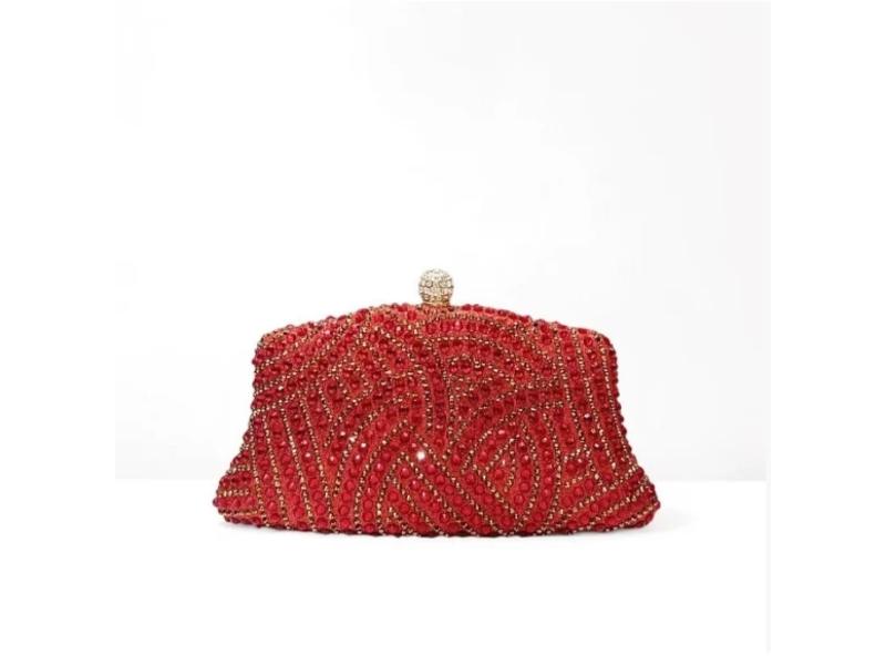 Τσάντα Clutch με Κεντημένα Κρύσταλλα