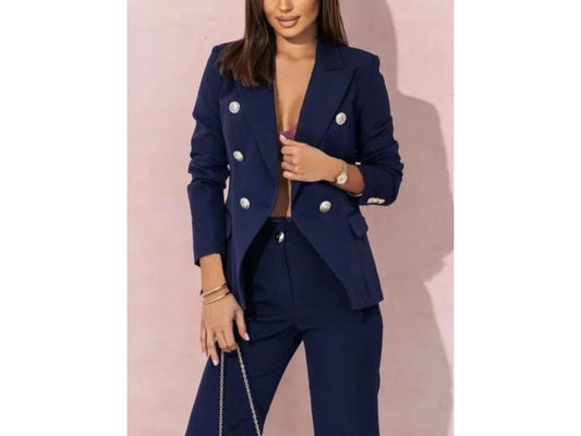 Σετ Κομψό Με Διπλόκουμπο Σακάκι Και Παντελόνα Navy
