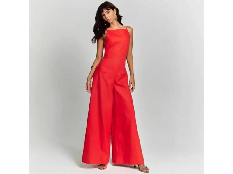 Ολόσωμη Φόρμα Minimal Με Φαρδιά Παντελόνα Red