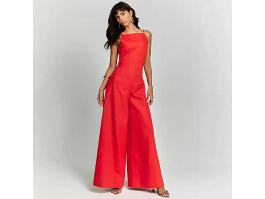 Ολόσωμη Φόρμα Minimal Με Φαρδιά Παντελόνα Red