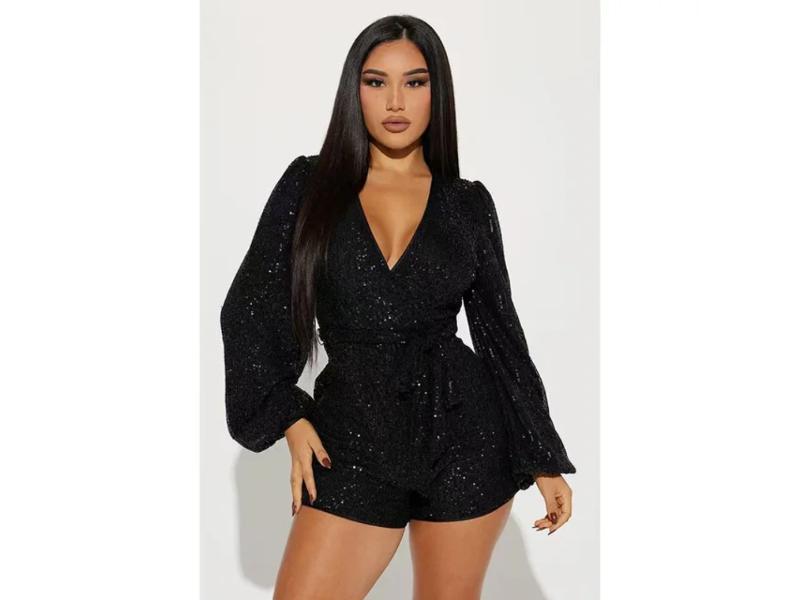 Mini Ολόσωμο Σορτς Glam Με Παγιέτες Black