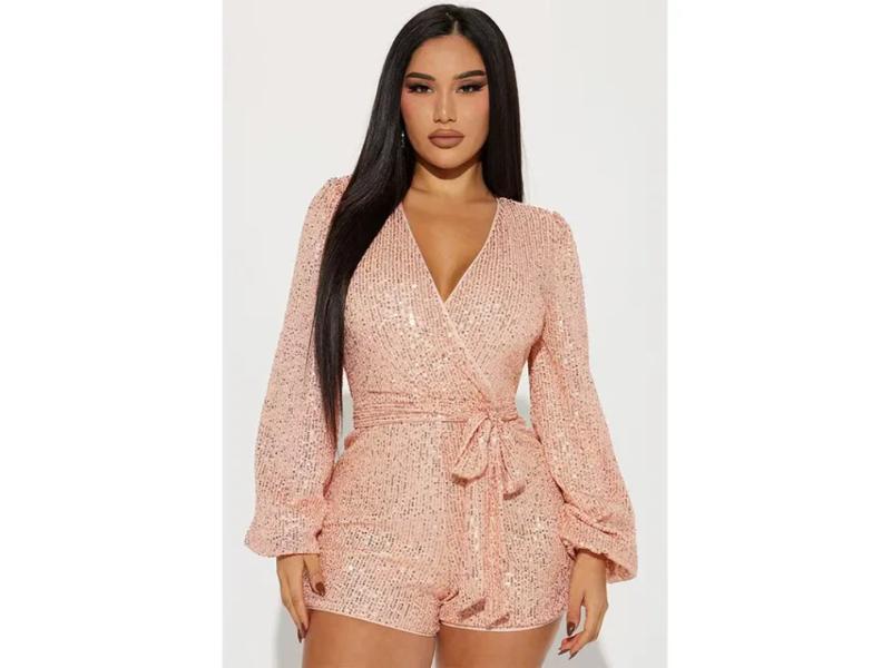 Mini Ολόσωμο Σορτς Glam Με Παγιέτες Pink