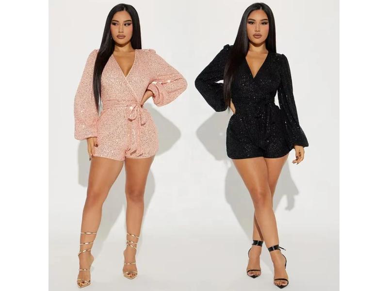 Mini Ολόσωμο Σορτς Glam Με Παγιέτες Black