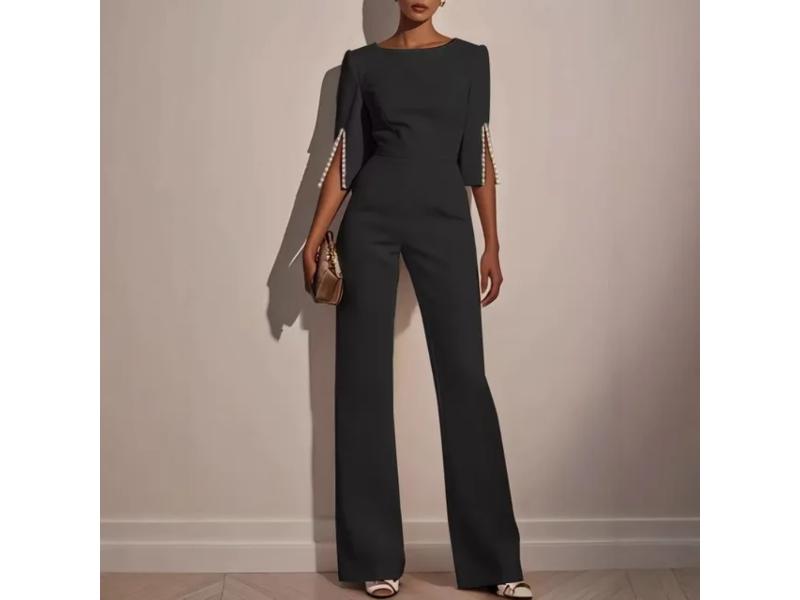 Ολόσωμη Φόρμα Elegant Με Άνοιγμα Στο Μανίκι Black