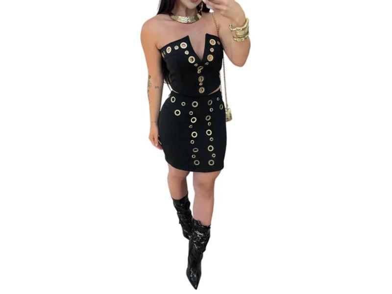 Mini Φόρεμα Strapless Με Τρουκ Black