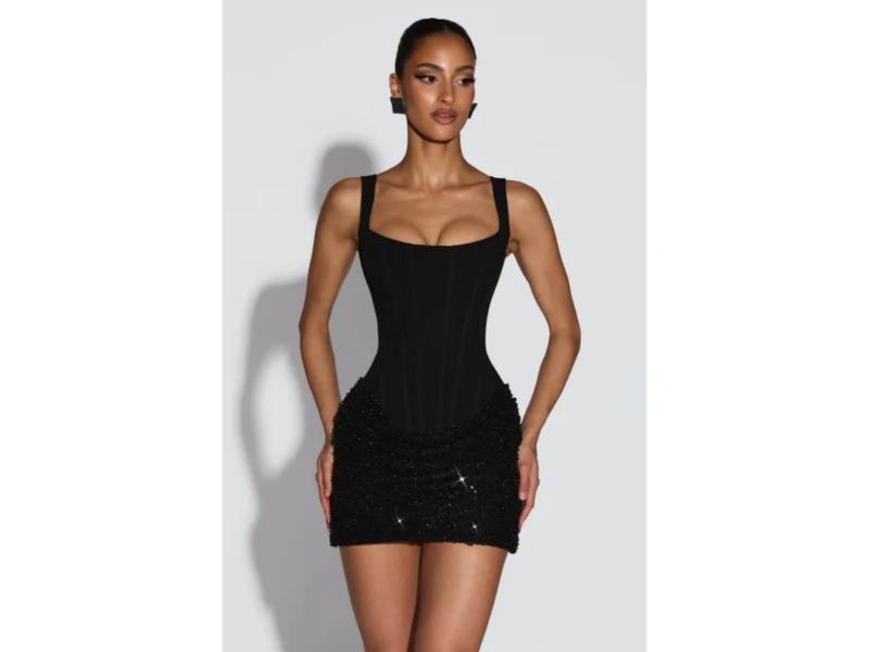 Mini Φόρεμα Corset Με Παγιέτες Black