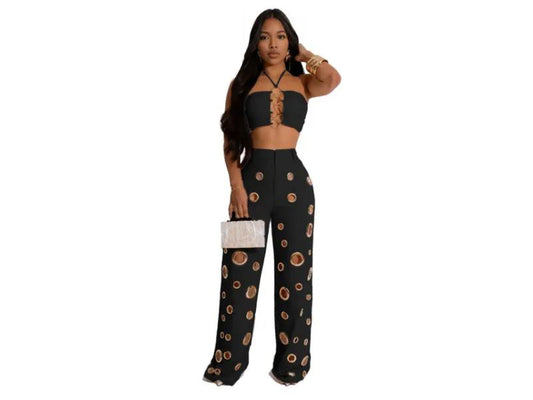 Σετ Παντελόνα Με Halter Τοπ Black