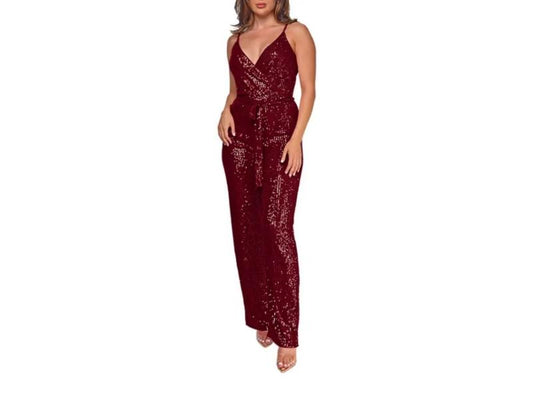 Ολόσωμη Φόρμα Παγιέτα Wrap Burgundy