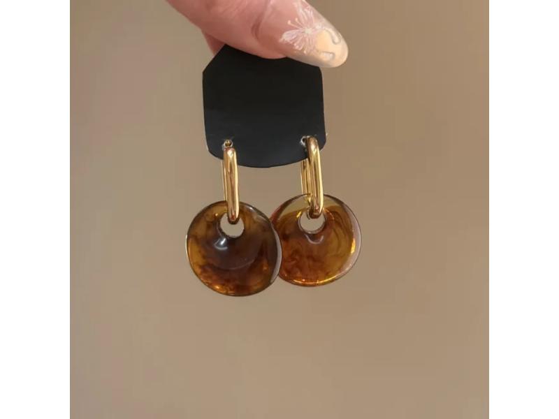 Σκουλαρίκια Amber Round Japan Edition