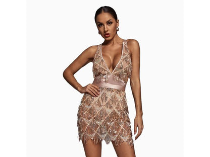 Mini Φόρεμα με Διάφανες Λεπτομέρειες και Κεντήματα